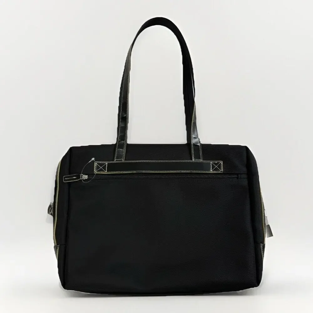 NWOT Jack Georges Italian Leather 3 Way Tote Bag Travel Carry On Black‎ Business